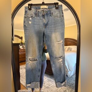 Abercrombie & Fitch Light Blue Distressed Boyfriend Jeans